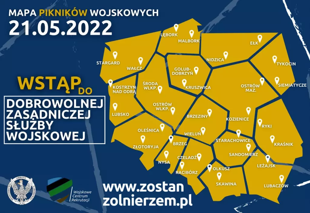 Mapa pikników wojskowych w Polsce