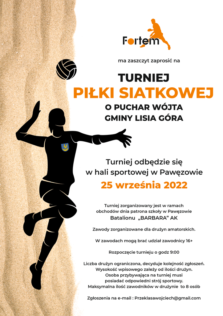 Plakat - Turniej Siatkówki w Pawęzowie