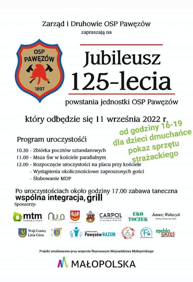 Plakat 125-lecia OSP Pawęzów